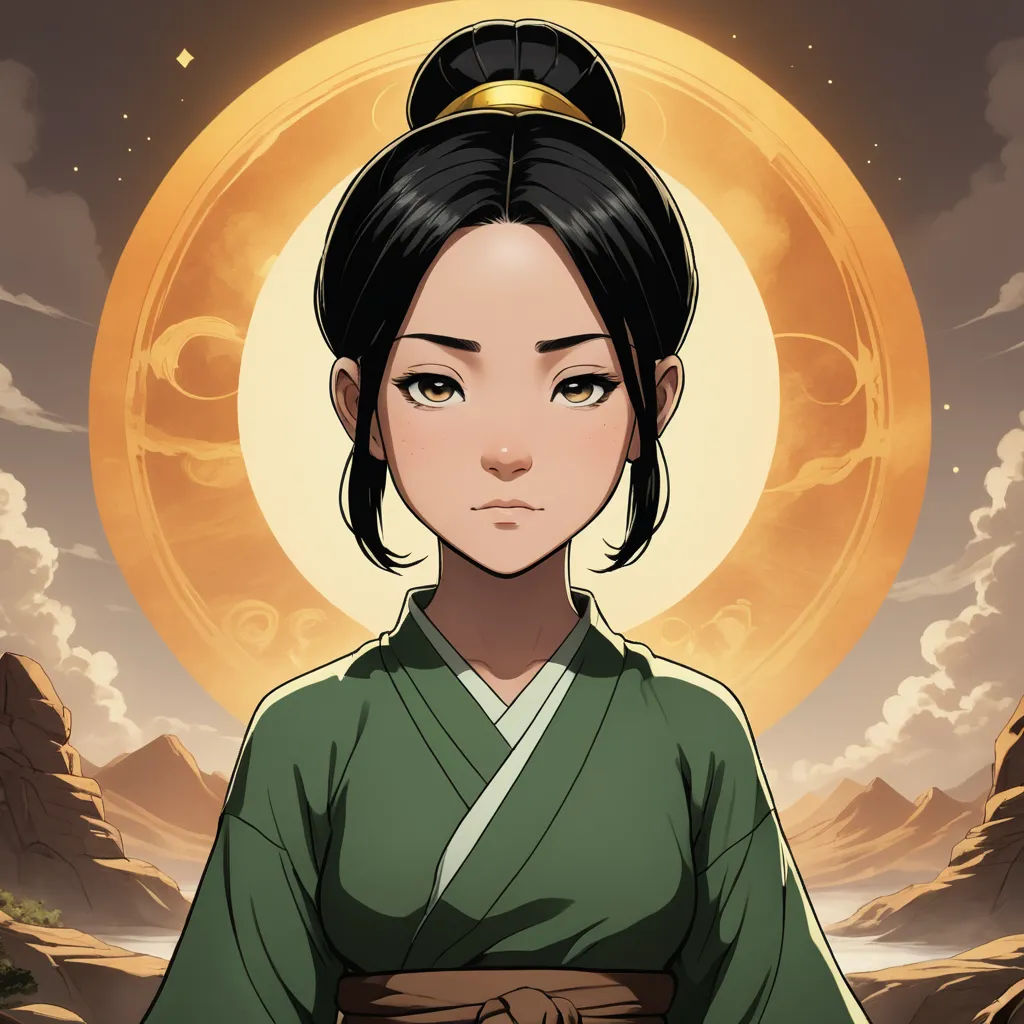 a woman in a green dress standing in front of a full moon and mountains with a sky background and a full moon behind her, sots art, a character portrait, Chen Chi, character portrait