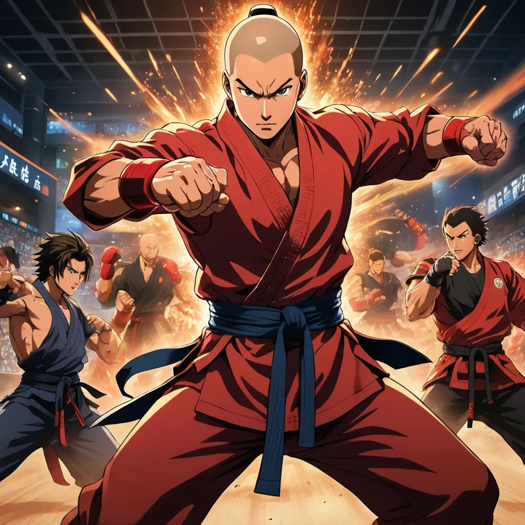 a group of people in a martial stance with one man holding a sword and another man holding a sword, sots art, poster art, Baiōken Eishun, official art