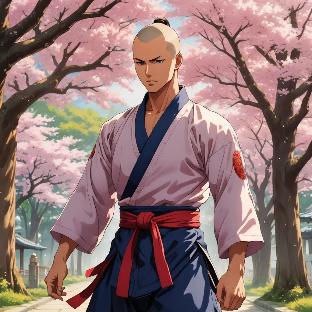 a man in a kimono walking down a street with cherry trees in the background and a man in a kimono walking down the street, sots art, a character portrait, Adam Manyoki, official art