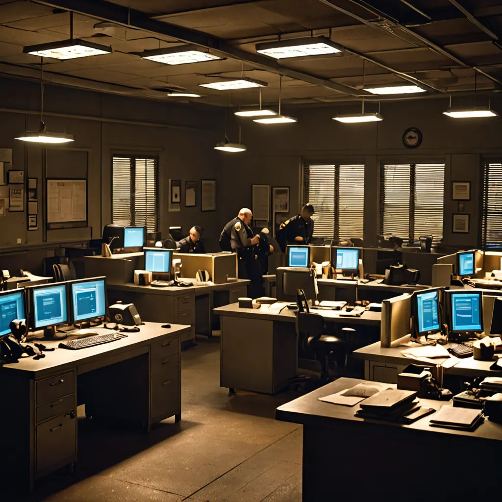 a room filled with lots of computers and people working on them in it's desks and windows, serial art, a detailed matte painting, Arie Smit, promotional image