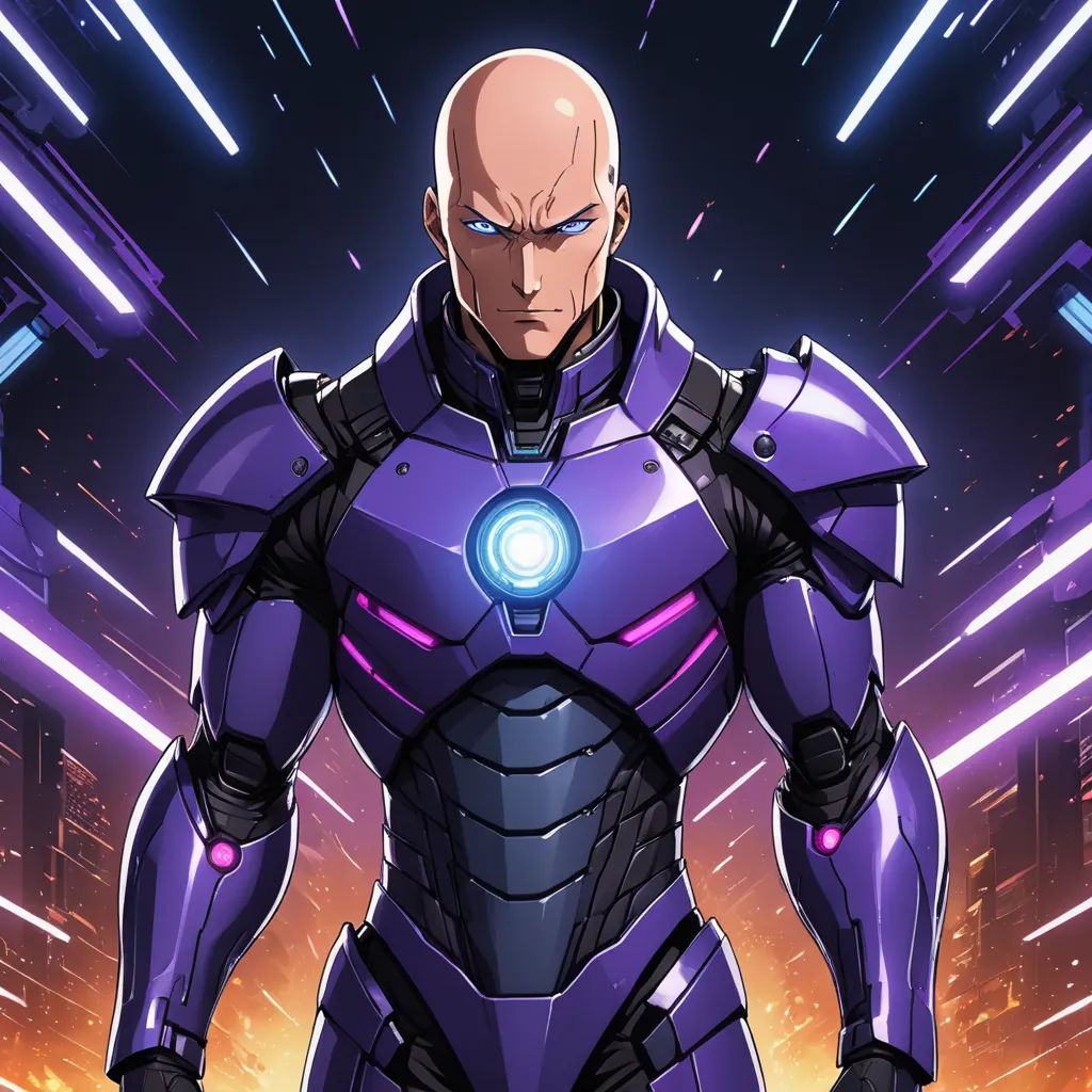 a man in a suit with a glowing light on his chest and a futuristic background with neon lights and a city, sots art, concept art, Artgerm, rossdraws global illumination