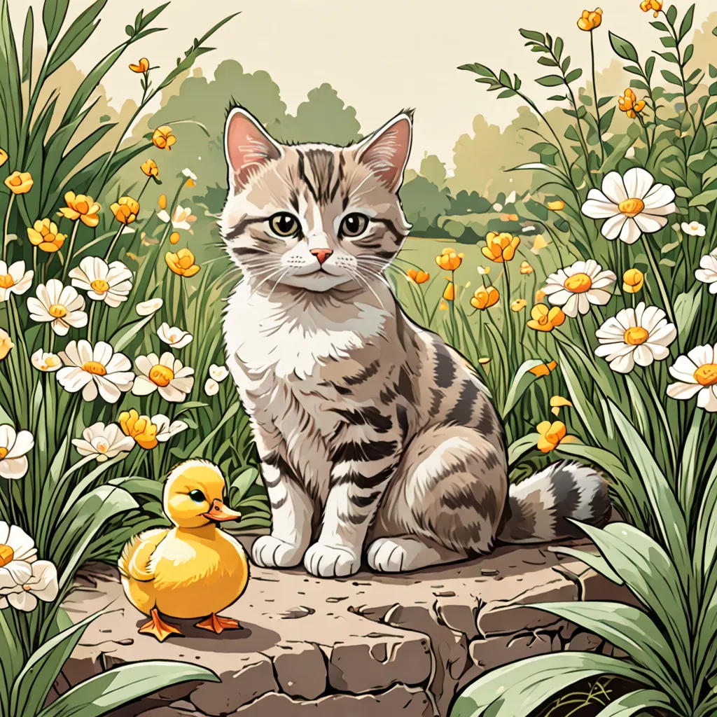 The Lazy Cat and the Baby Duck