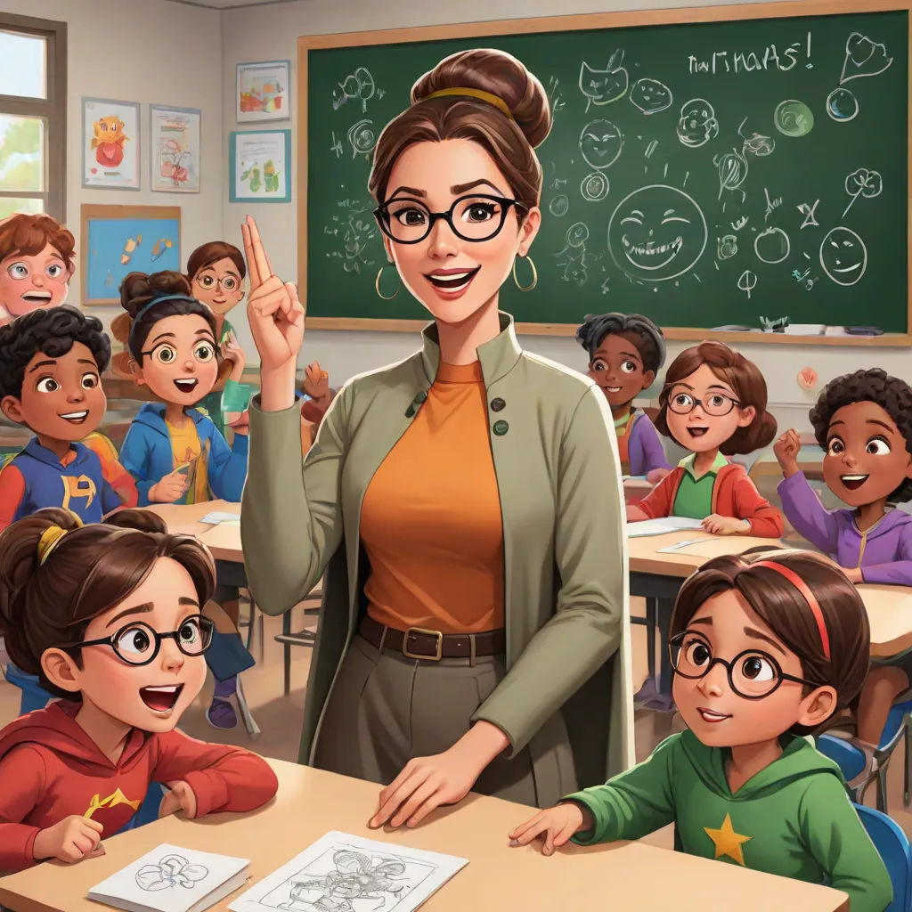 a teacher is giving a class of children a lesson in a classroom with a chalkboard and chalkboard, bengal school of art, a storybook illustration, Ella Guru, official art