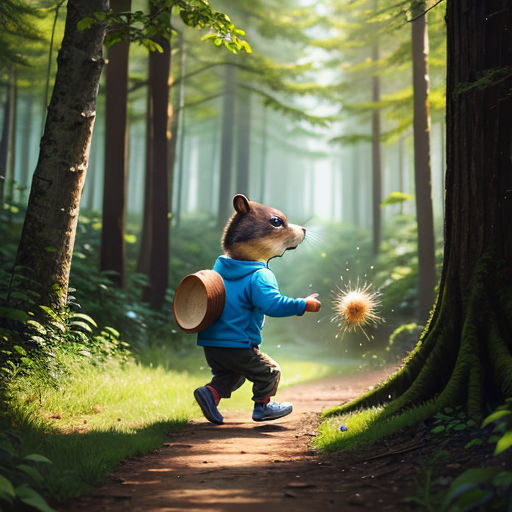 a small child in a blue jacket is holding a sparkler in the woods while a bear is walking by