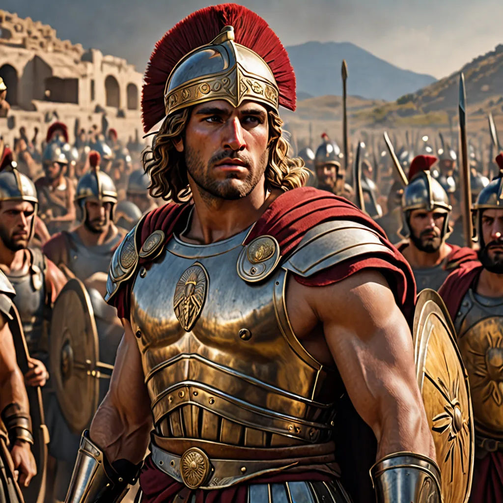 a group of men in roman armor standing next to each other in front of a crowd of people wearing helmets, antipodeans, a detailed matte painting, Altoon Sultan, weta digital