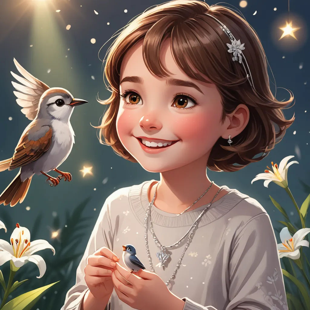 a girl with a bird on her shoulder and a bird on her arm, standing next to her, with a flower in her hand, fantasy art, a storybook illustration, Alice Prin, cgstudio