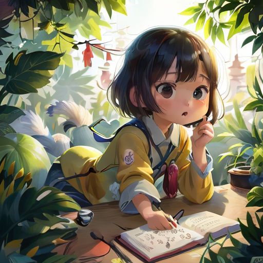a girl sitting at a table with a book and pen in her hand and looking at the camera with a book in her hand