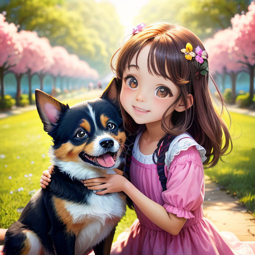 Linda e adorável garota de anime, olhos de cachorrinho grande