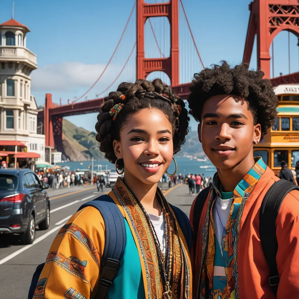 a couple of people standing next to each other near a bridge and a car on the road near a bridge, afrofuturism, a stock photo, Felix-Kelly, kodachrome