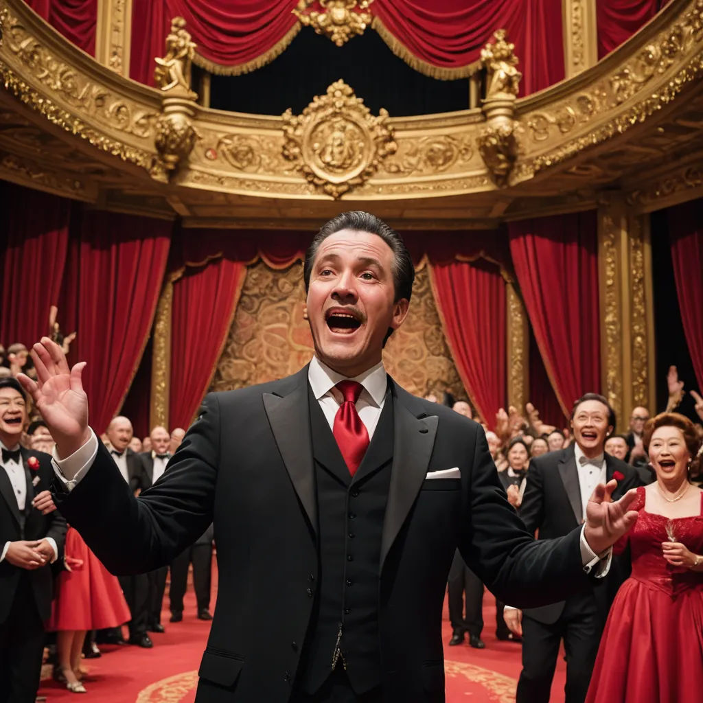 a man in a suit and tie standing in front of a red curtain with his hands up in the air, viennese actionism, a flemish Baroque, Dosso Dossi, promotional image