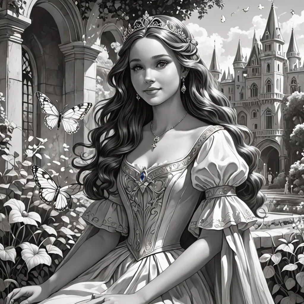 a woman in a dress sitting on a bench in front of a castle with butterflies flying around her and a butterfly in her hair, gothic art, a storybook illustration, Charlie Bowater, rossdraws global illumination