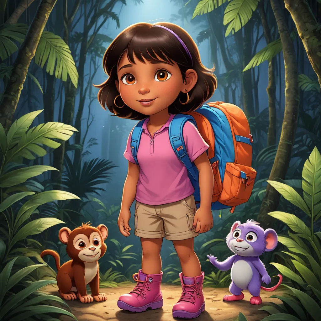 a girl and a monkey in the jungle with a backpack on their shoulders and a backpack on their shoulder, sots art, a character portrait, Briana Mora, promotional image