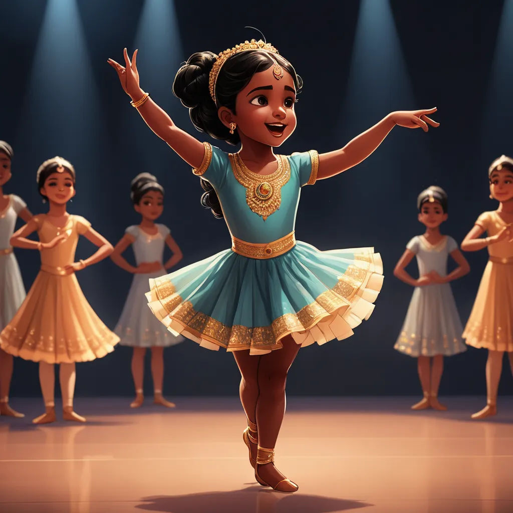 a cartoon girl in a blue dress dancing with other girls in yellow dresses behind her on stage with spotlights, arabesque, concept art, Ella Guru, promotional image