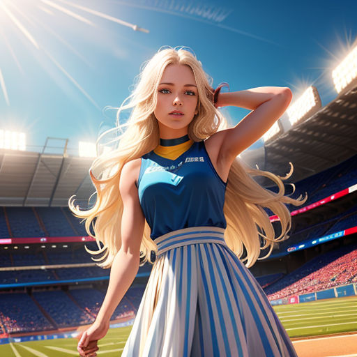 a woman with long blonde hair standing in a stadium with a tennis racket in her hand and a ball in her hand