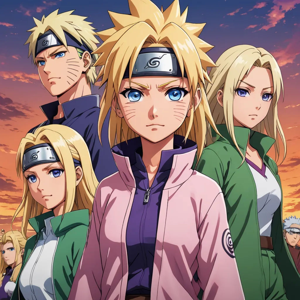 a group of people with anime characters in the background of a sunset sky with clouds and a pink sky, les nabis, an album cover, Baiōken Eishun, official art
