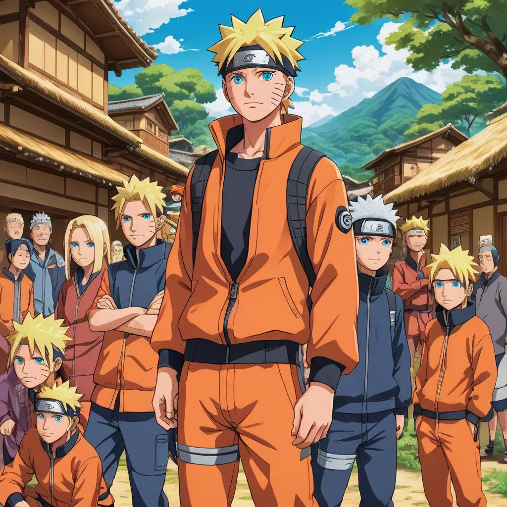 a man in an orange outfit standing in front of a group of people in orange outfits and a mountain, les nabis, poster art, Baiōken Eishun, official art