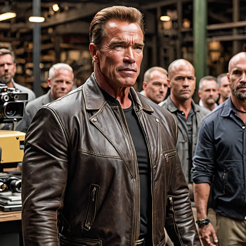 a group of men standing around each other in a factory with cameras on the side of the men's bodies, assemblage, a poster, Arnold Mesches, promotional image