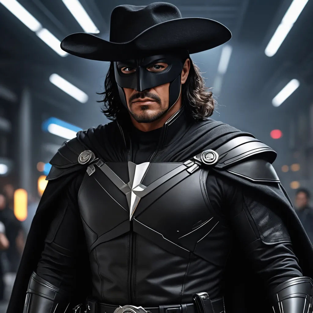 a man in a black costume and a hat with a gun in his hand and a black hat on his head, rayonism, a character portrait, Altichiero, promotional image