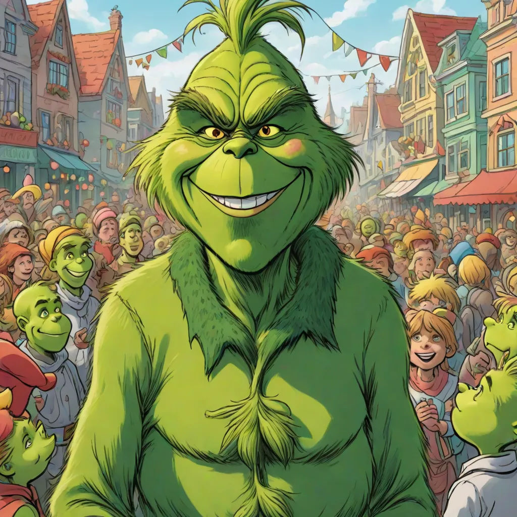 a cartoon of a man dressed as the grin in front of a crowd of people in a town square, Alex Horley, excessivism, a character portrait, official art
