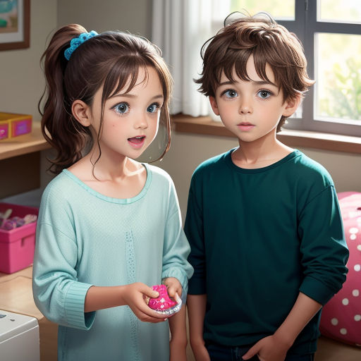 two children standing next to each other holding donuts in their hands and looking at the camera with a surprised look on their face