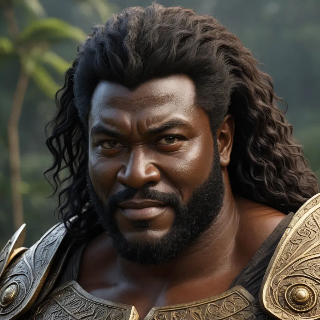 a close up of a man with a beard and a beard ring on his face and a beard with a beard, afrofuturism, a character portrait, Bruce Onobrakpeya, unreal engine 5 quality render