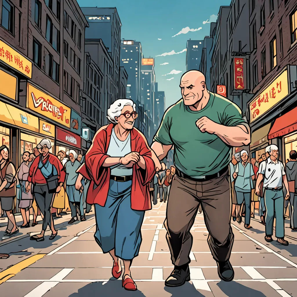 a man and woman walking down a street in a city with people walking around them and a crowd of people walking around, american scene painting, a comic book panel, Asaf Hanuka, comic cover art