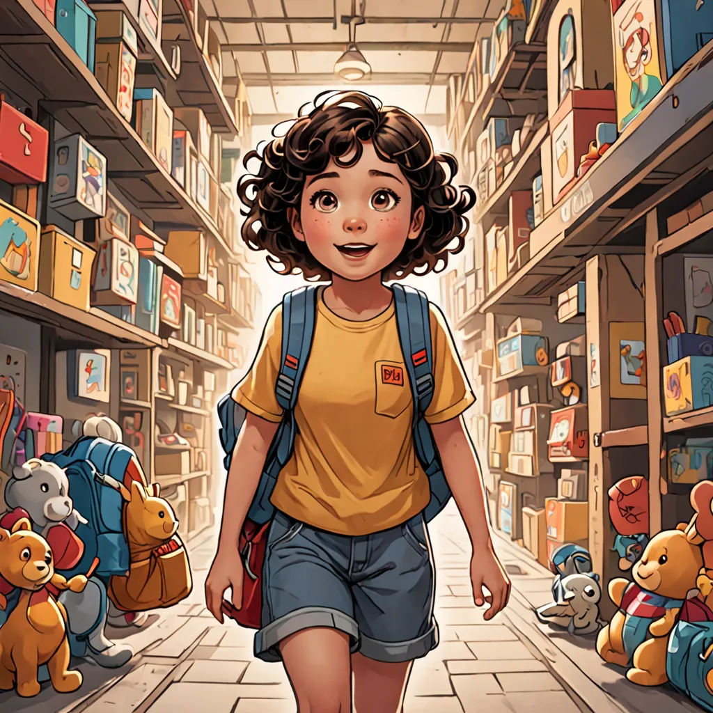 a young girl walking through a library with stuffed animals on the shelves behind her and a teddy bear on the floor, process art, a storybook illustration, Cliff Childs, rossdraws global illumination
