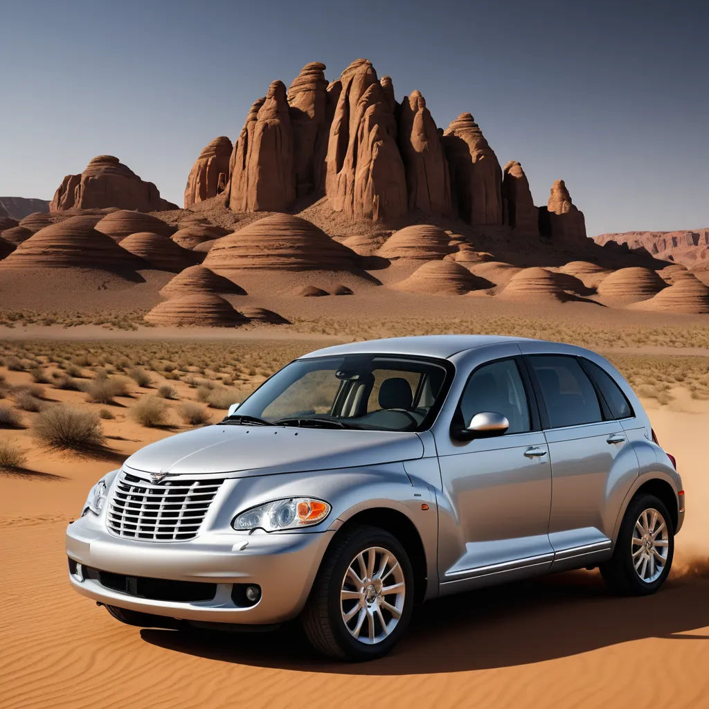 a silver car driving through a desert area with sand dunes and mountains in the background, with a desert like landscape in the background, neoclassicism, a computer rendering, Christopher Moeller, desert