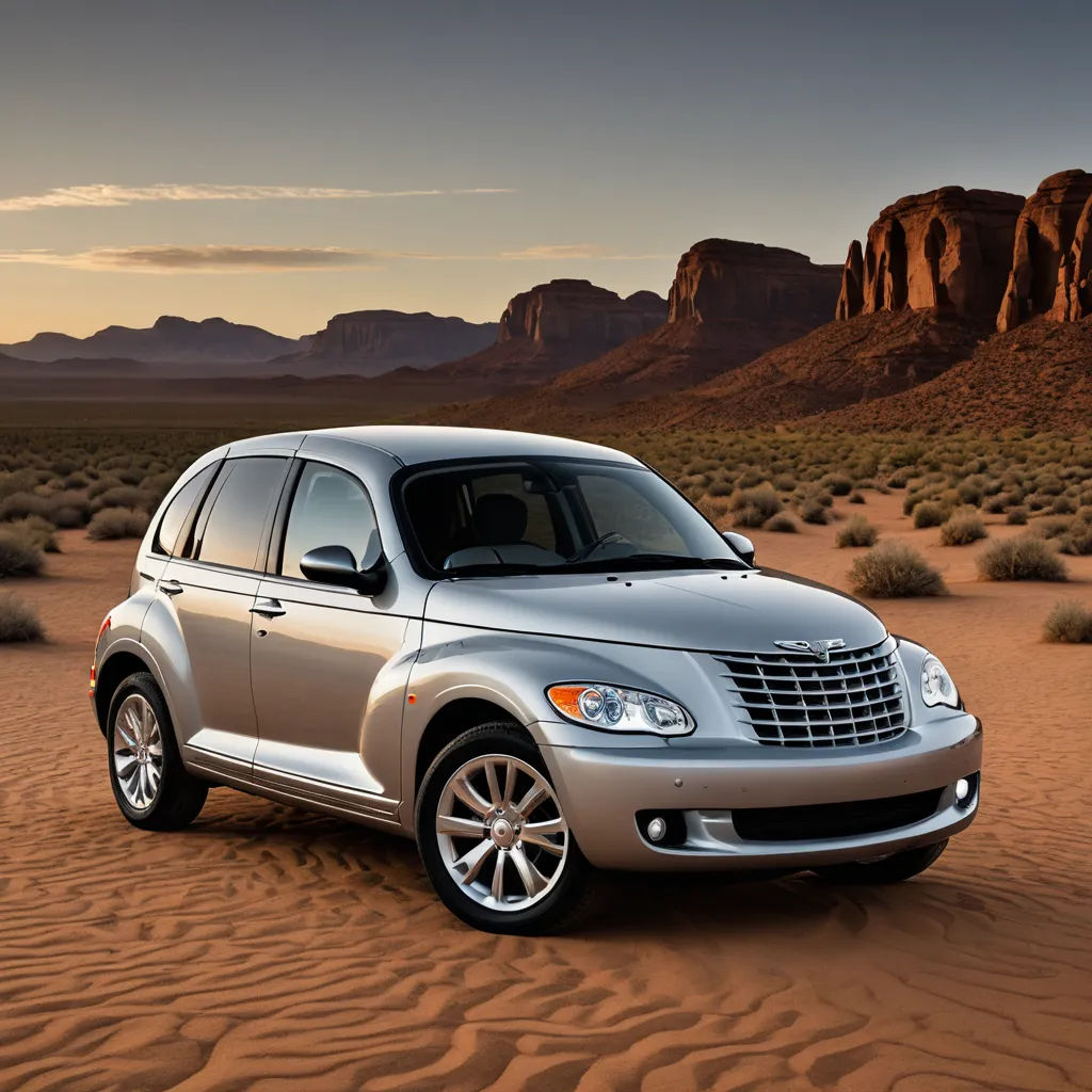 a silver car is parked in the desert near mountains and sand dunes at sunset or dawn with a mountain range in the background, neoclassicism, a digital rendering, Carl Morris, finely detailed features
