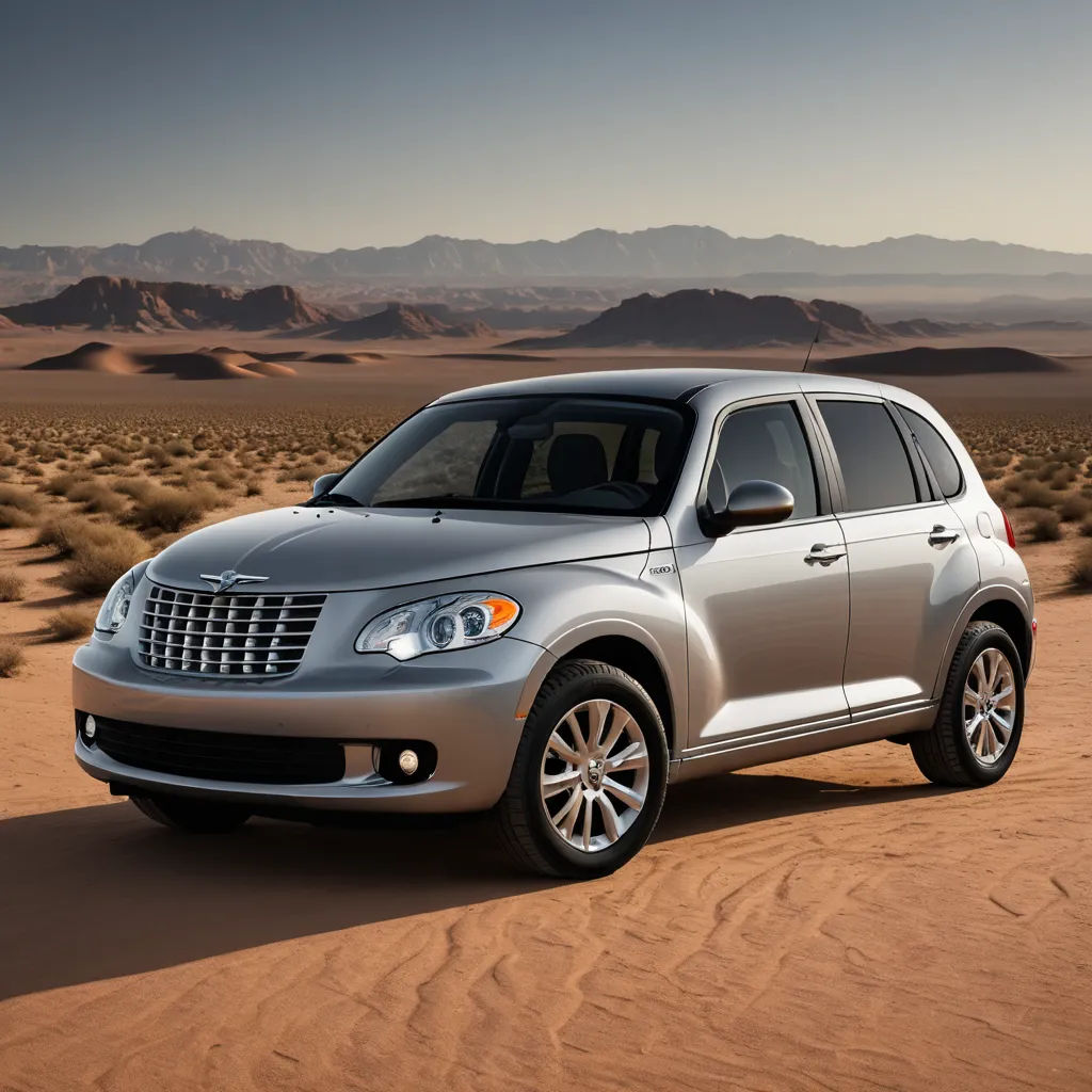 a silver suv driving through a desert landscape with mountains in the background and sand dunes in the foreground, neoclassicism, a digital rendering, Carl Morris, finely detailed features