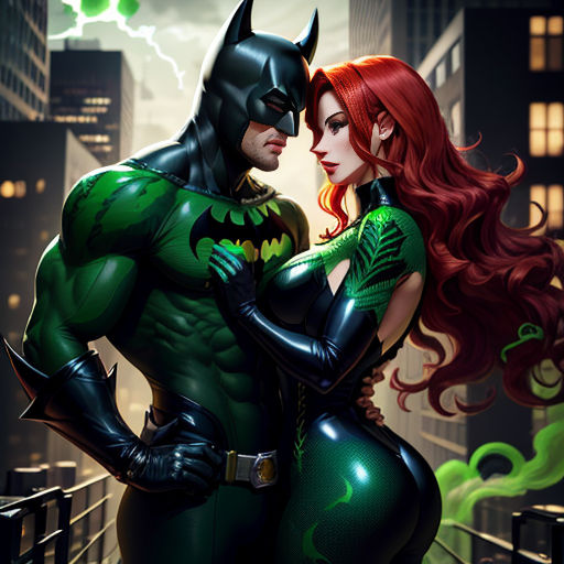 batman arkham city catwoman and poison ivy kiss