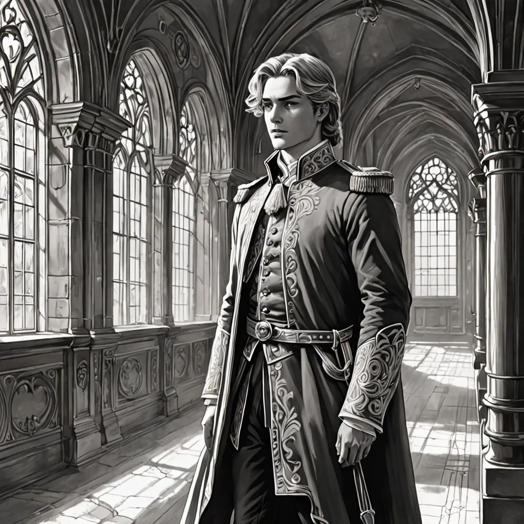 a man in a long coat standing in a room with a window and a clock on the wall behind him, gothic art, an ultrafine detailed painting, Charlie Bowater, official art