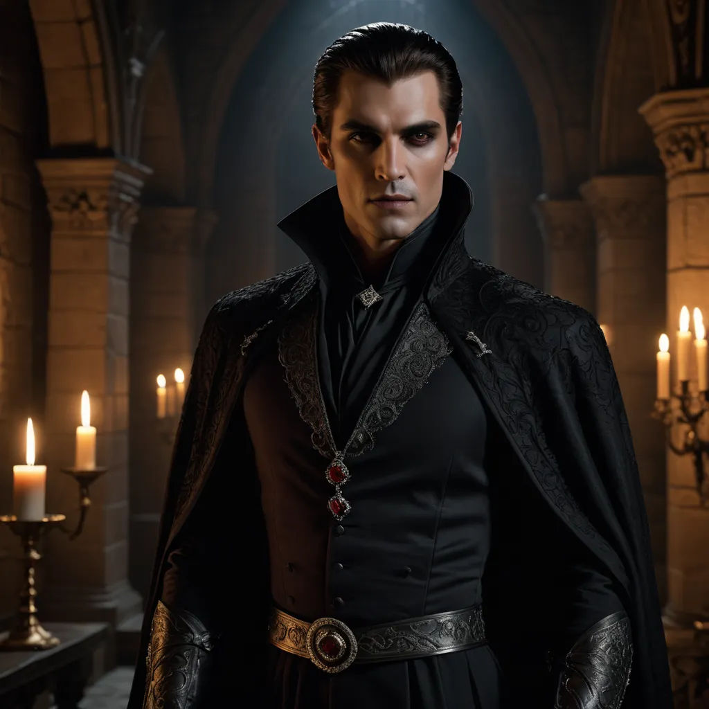 a man in a black outfit with a cape and a candle in the background is a gothic - style archway, gothic art, a character portrait, Cedric Seaut (Keos Masons), dark shadows