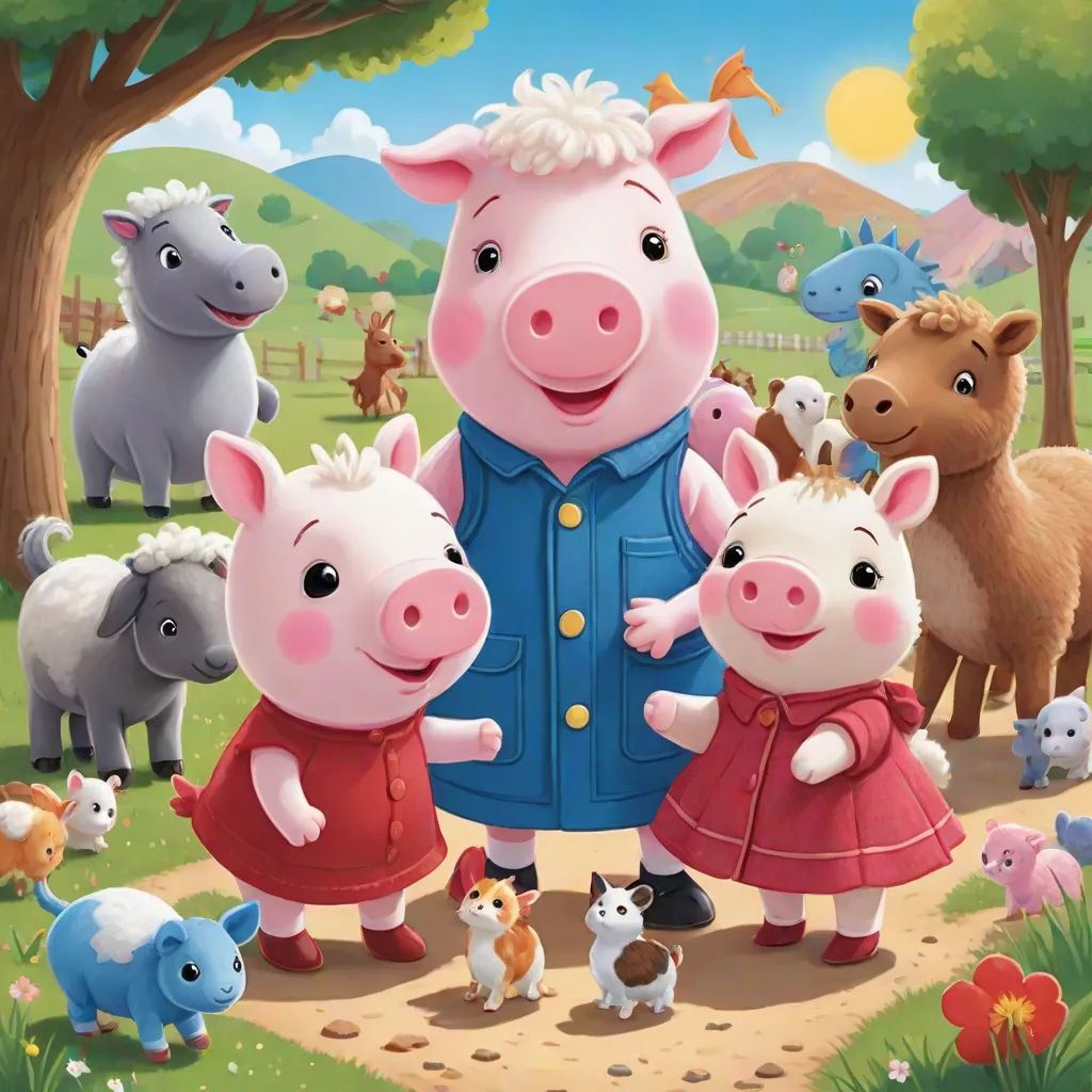Peppa and George were fascinated by the baby animals. They spent their time cuddling the kittens, petting the lamb, and playing fetch with the puppy. The baby pony even let them ride on its back!