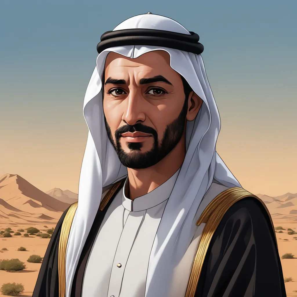 a man in a desert with a desert background and a desert landscape in the background, with a desert landscape in the foreground, serial art, a character portrait, Altoon Sultan, character portrait