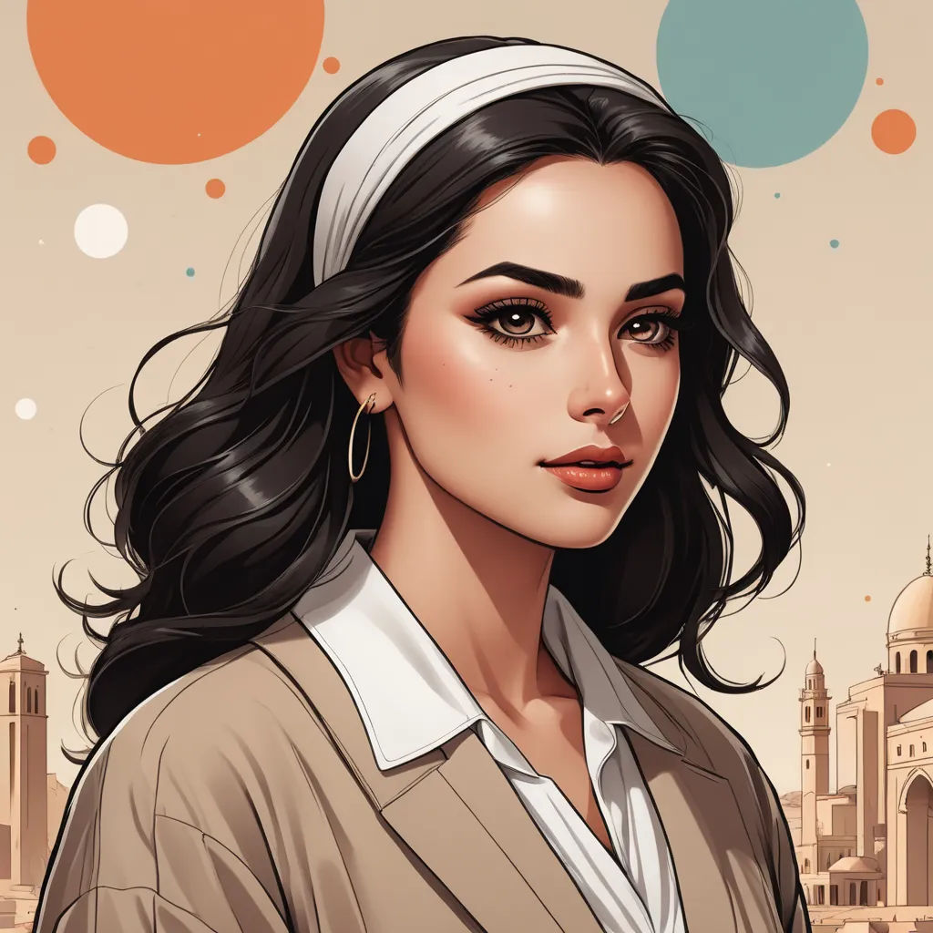 a woman with a headband on her head and a city in the background with bubbles around her head, serial art, a character portrait, Charlie Bowater, comic cover art