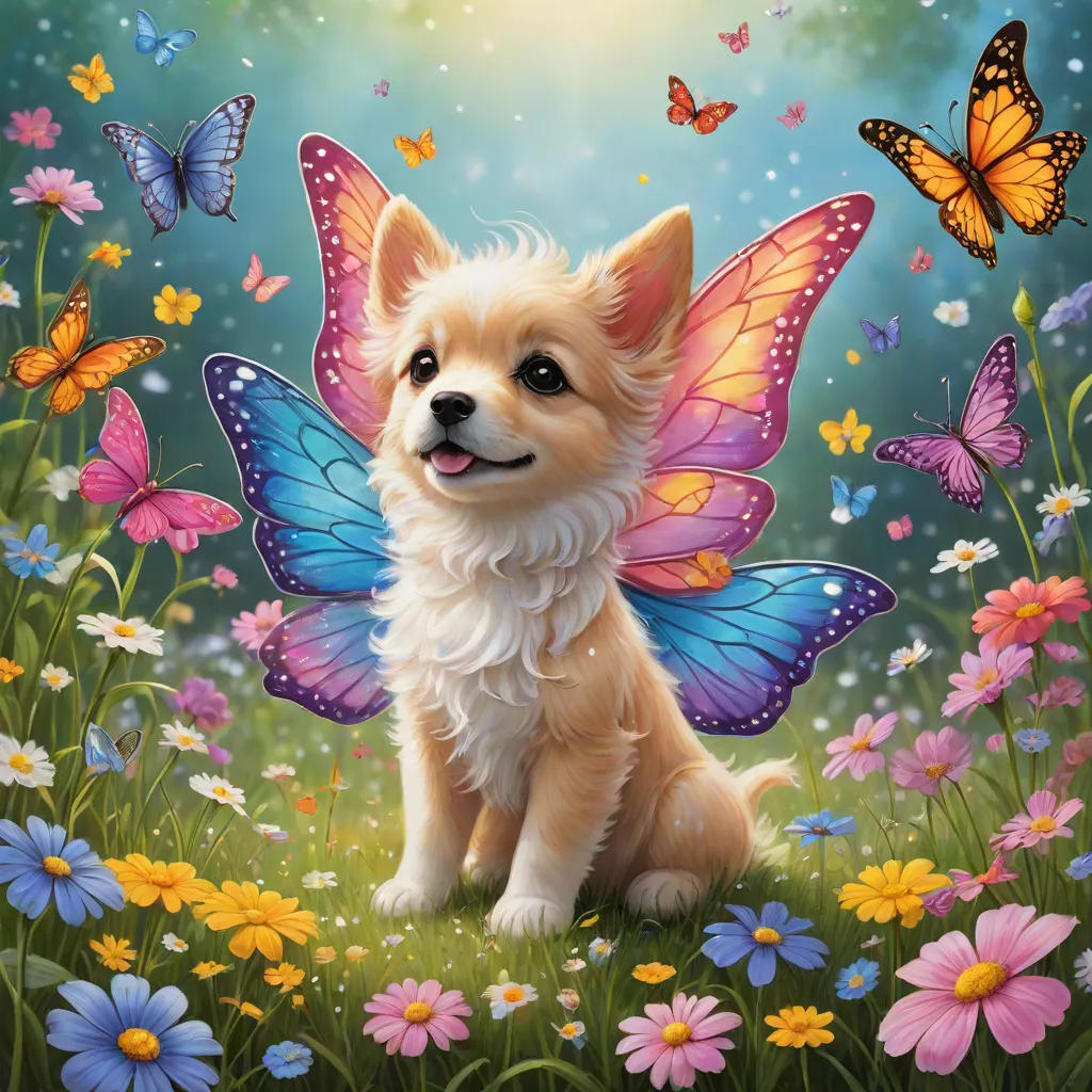 Stormie Pup and the Sunflower, Butterflies, and Fairy Friend