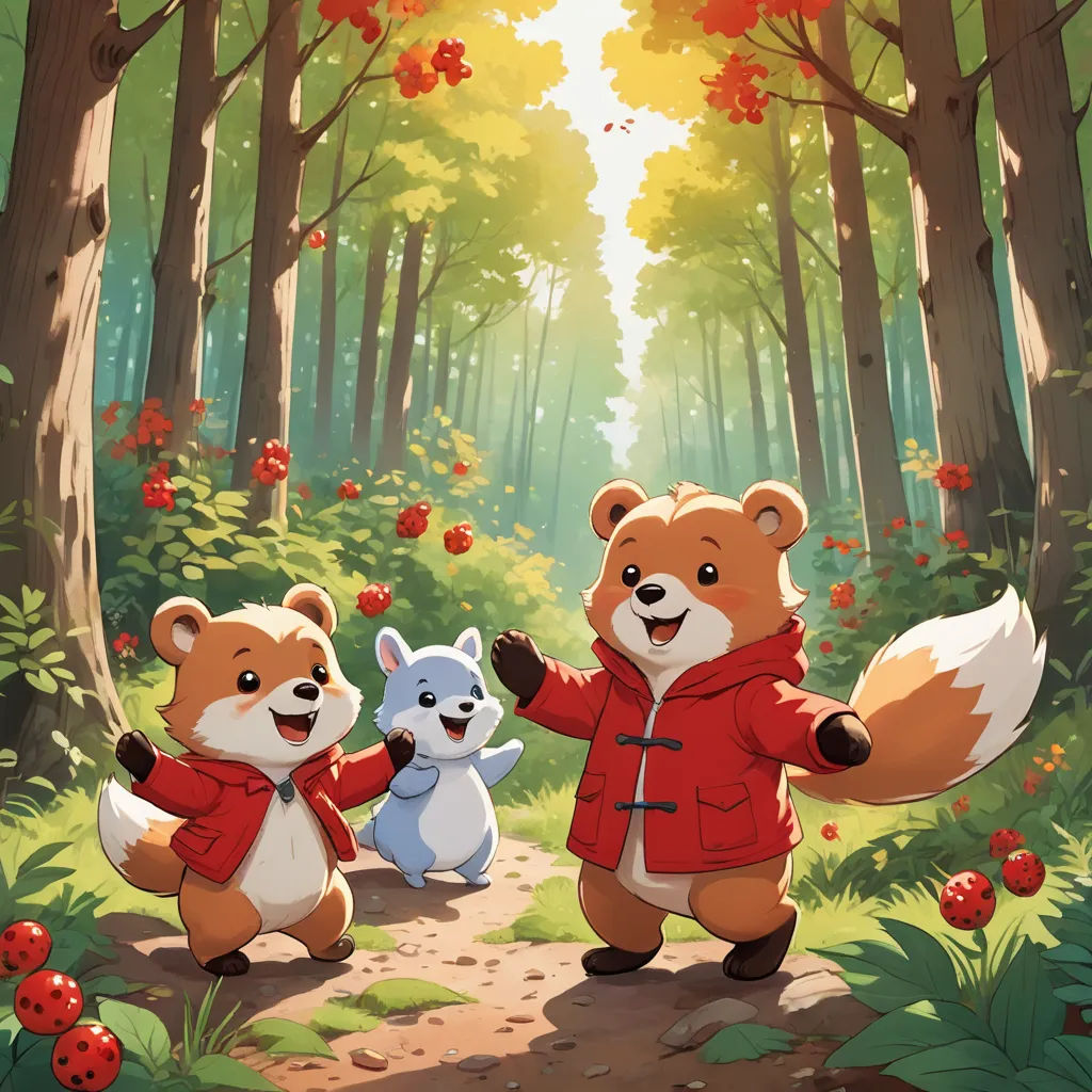 a couple of bears standing next to each other in a forest with trees and flowers on the ground and a forest path, sots art, a storybook illustration, Chen Hong, official art