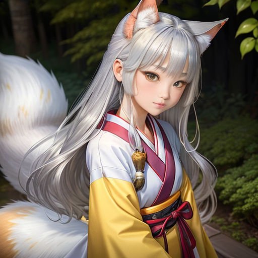 a woman dressed in a costume with a cat tail on her head and a cat tail on her head