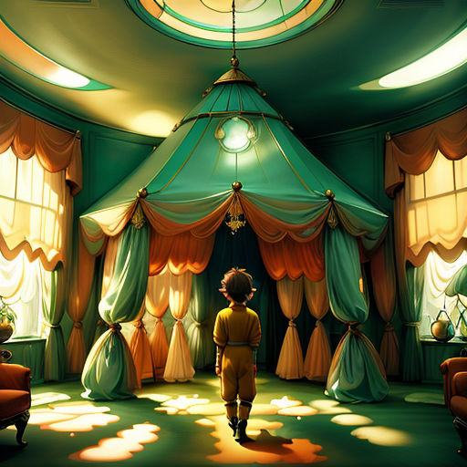 a cartoon of a person standing in a room with curtains and a ceiling light on it's ceiling