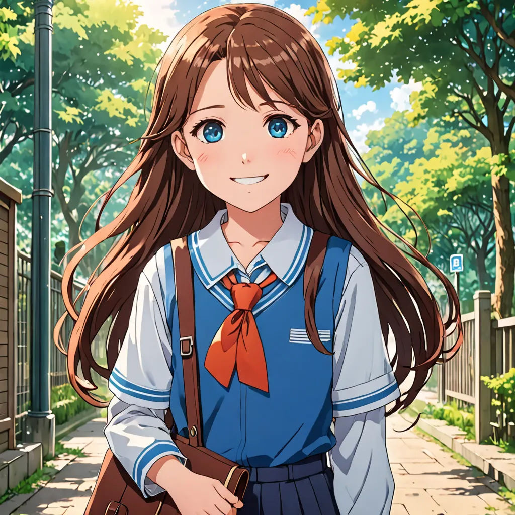 a girl in a school uniform is walking down the street with a book bag on her shoulder and a backpack on her shoulder, sots art, a character portrait, Chizuko Yoshida, official art
