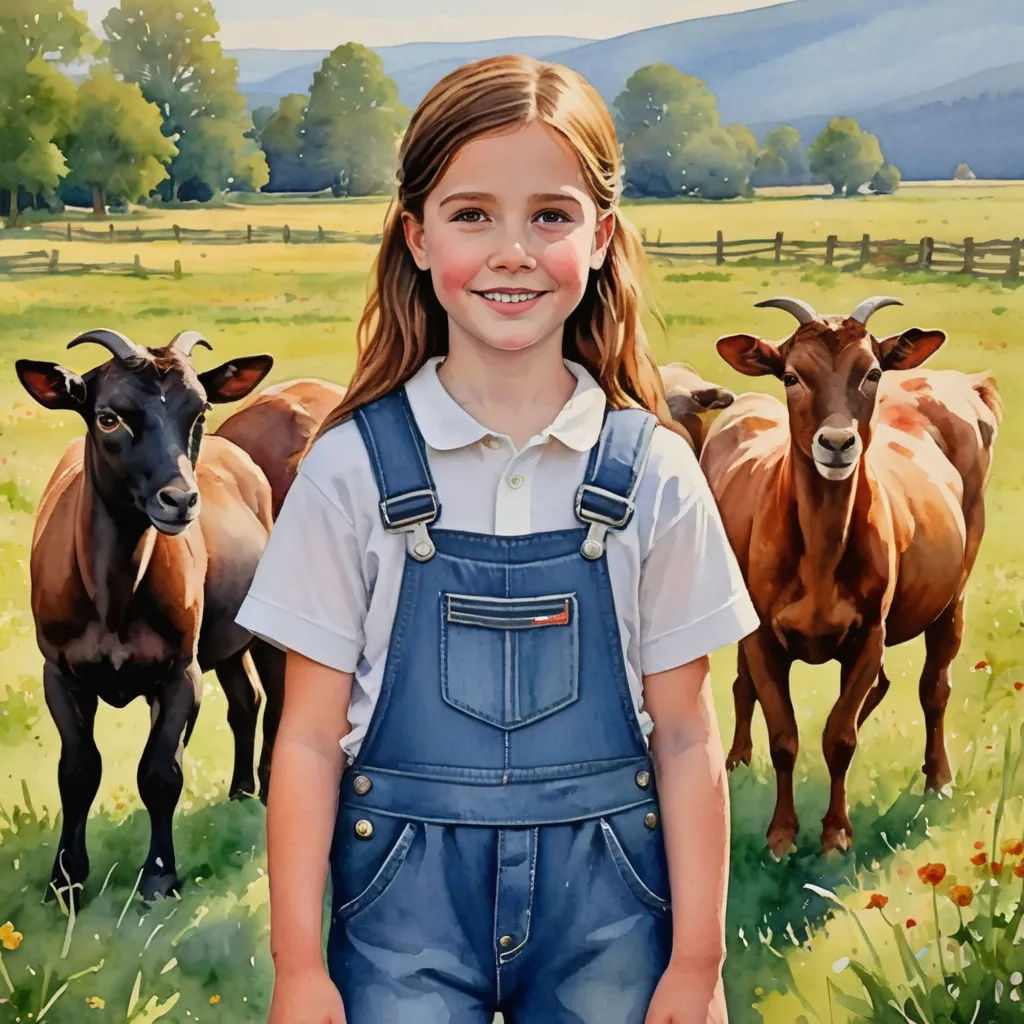 a painting of a girl standing in front of a herd of cows in a field of grass and flowers, figurative art, an oil on canvas painting, Bob Byerley, extremely detailed oil painting