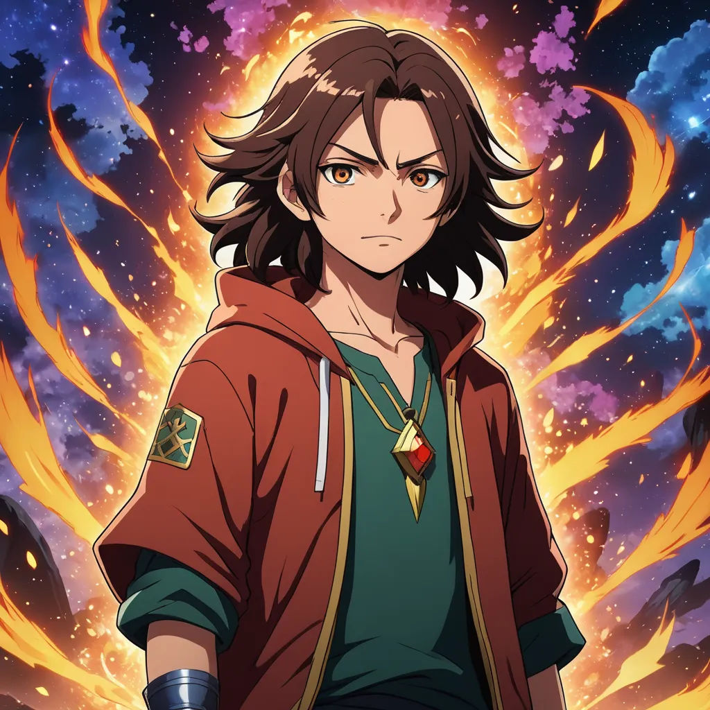 a man in a red jacket standing in front of a fire and flames background with his hands on his hips, rayonism, a character portrait, Adam Manyoki, official art