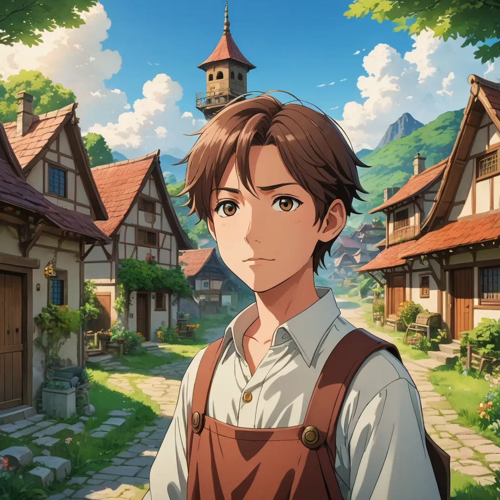 a man standing in front of a house with a clock tower in the background and a woman standing in front of him, sots art, a character portrait, Cedric Seaut (Keos Masons), official art