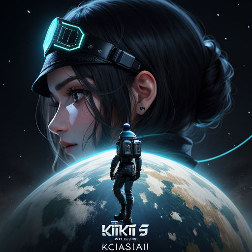 a girl in a space suit standing on top of a planet with a helmet on her head and a sci - fi eye patch on her forehead, space art, poster art, Elina Karimova, comic cover art