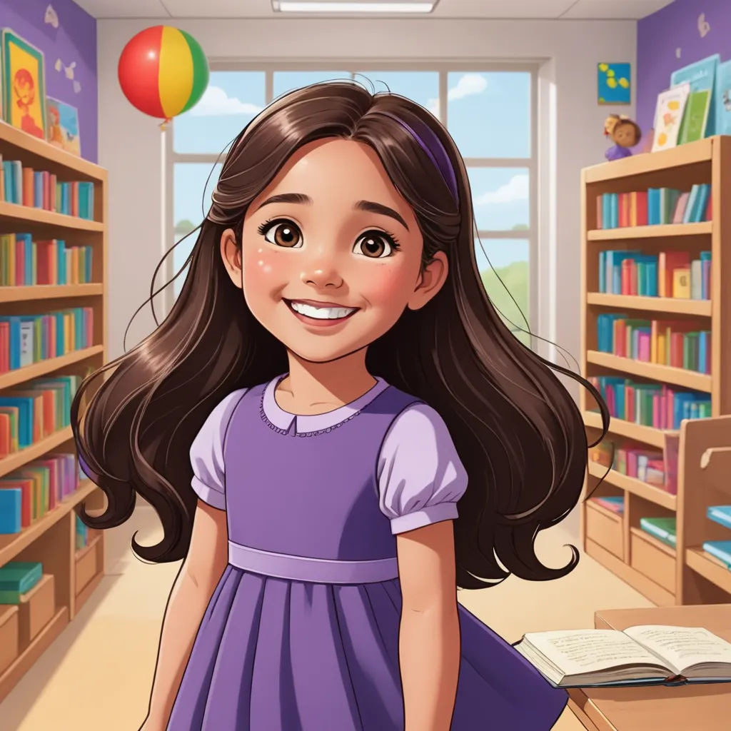 a girl in a library with a book and a balloon above her head, in a cartoon style, with a bookcase in the background, lyco art, a storybook illustration, Clarice Beckett, storybook illustration