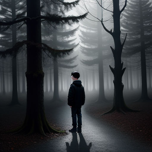 a person standing in the middle of a forest with trees in the background and fog in the air, with a person standing in the middle of the forest, art photography, a storybook illustration, Daniel Lieske, liminal