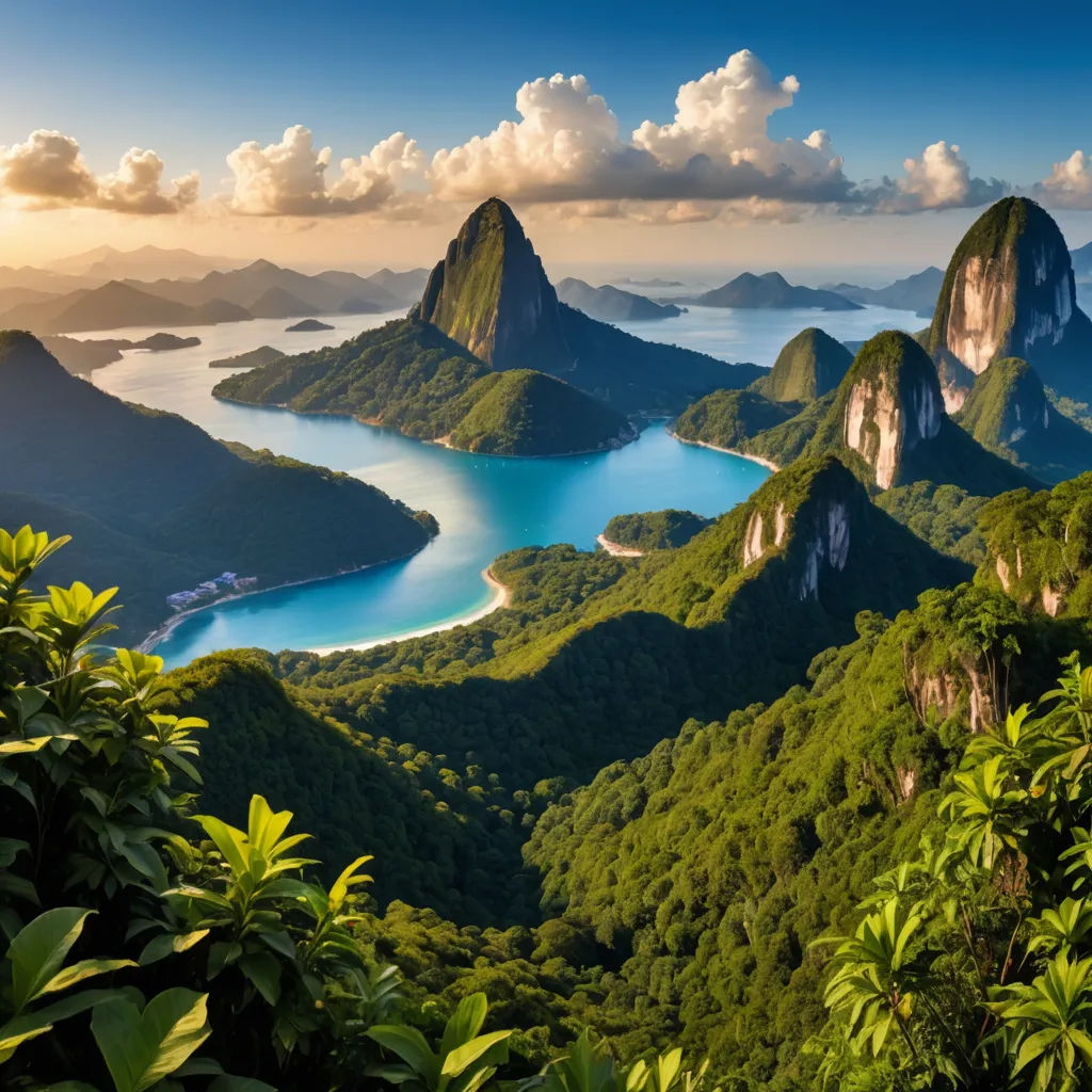 a beautiful view of a mountain range with a lake in the middle of it and a few mountains in the background, sumatraism, a matte painting, Chris LaBrooy, beautiful landscape