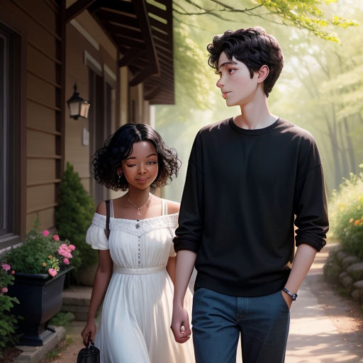 a young man and woman walking down a sidewalk together holding hands and looking at each other's eyes, aestheticism, a poster, David Park, movie still