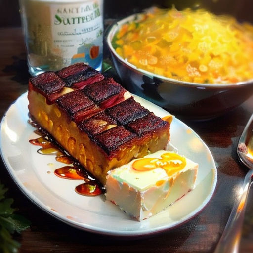 a plate of food with a bowl of soup and a bowl of soup on the side of the plate